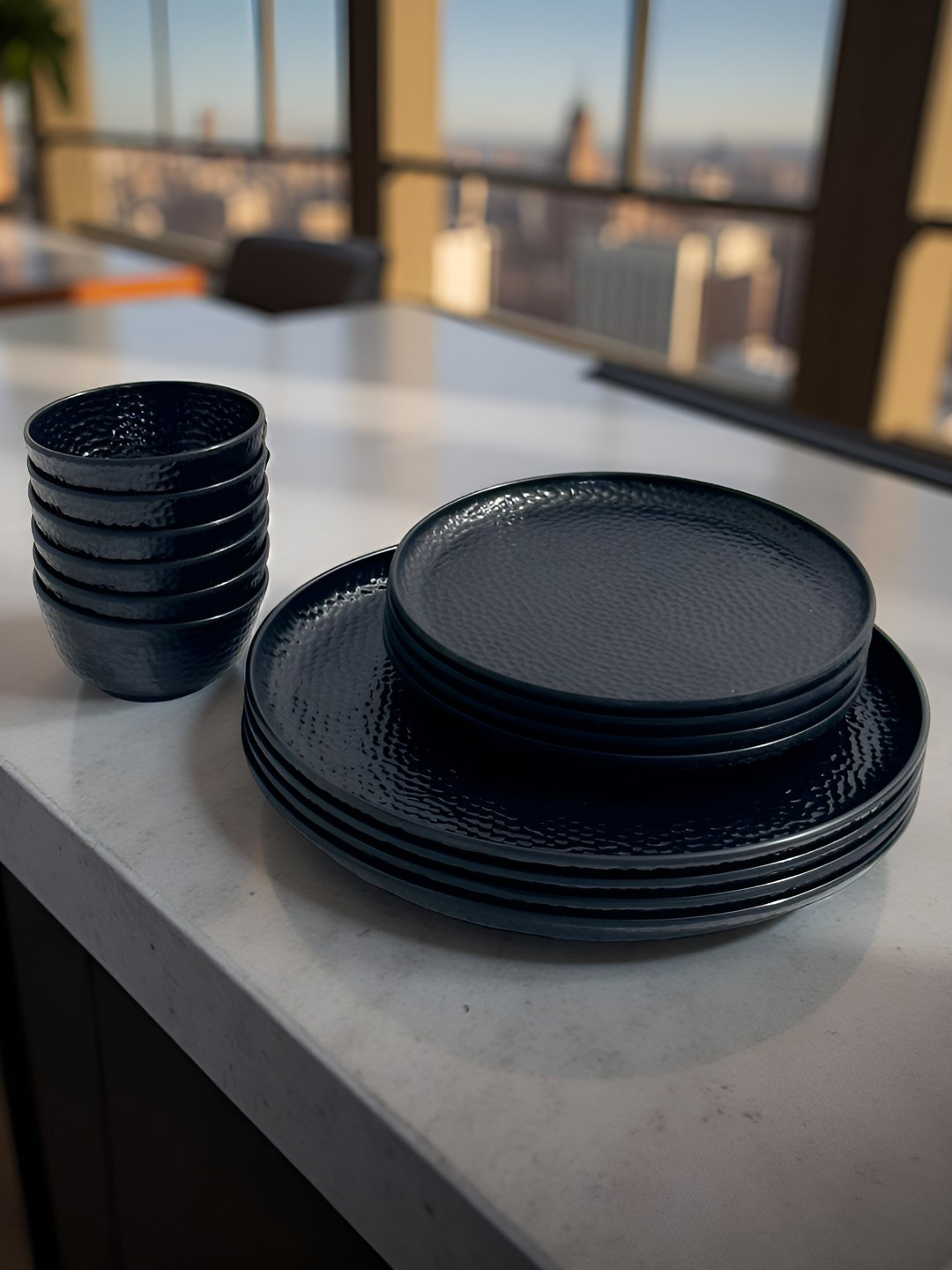 Lupaava Black 14 Pieces Melamine Dishwasher Safe Dinner Set