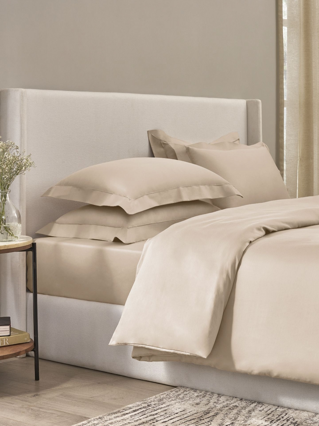 SANSAAR A DDECOR BRAND LIVE CONSCIOUSLY Sansaar Plains Beige 2Pcs Cotton Pillow Covers