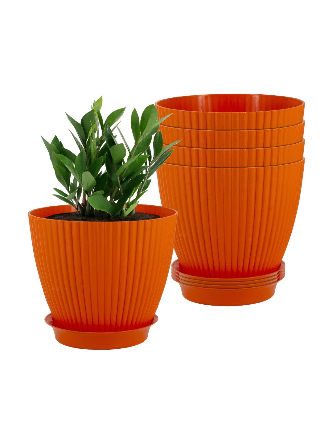 GARDEN'S NEED 5-Pcs Orange Coloured Textured Eco-Friendly Grand Planters