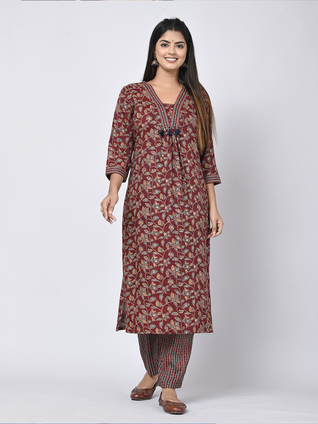 Oash Women Ethnic Motifs Printed Screen Print Daily A-Line Kurta