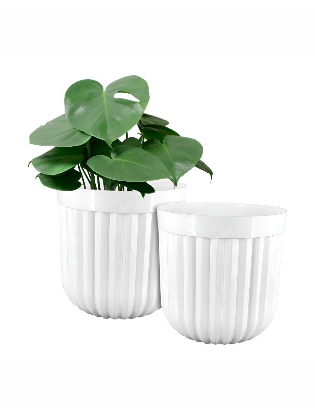 GARDEN'S NEED Seoul 2-Pcs White Textured Eco-Friendly Planters