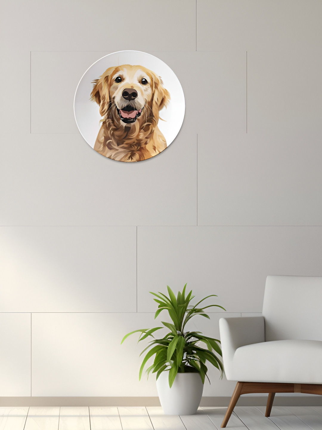 THE QUIRKY HOME Golden Retriever Crafted Ceramics Glossy Hanging Hall Wall Plates-8In