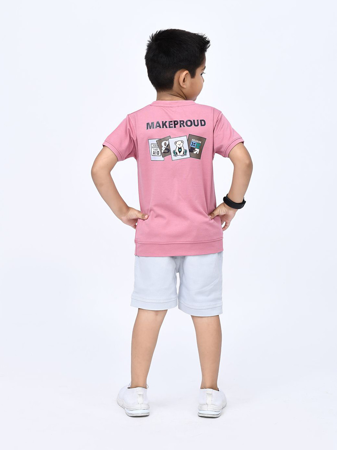Mini Pattern Kids Printed Short Sleeves Cotton T-shirt With Shorts