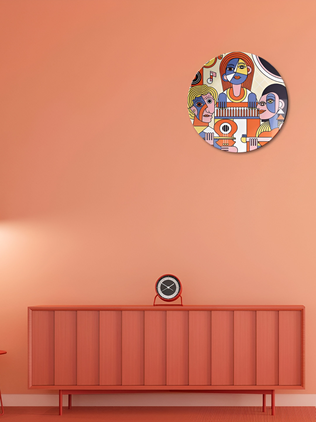 THE QUIRKY HOME Abstract Music Trio Crafted Ceramics Glossy Hanging Hall Wall Plates-10In