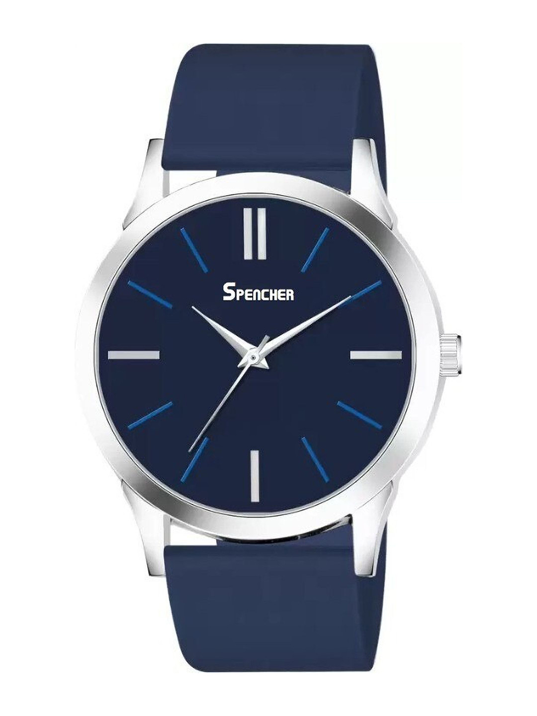 SPENCHER Men Straps Analogue Multi Function Watch SW Sikka Full Blue Silver Case PVC Strap