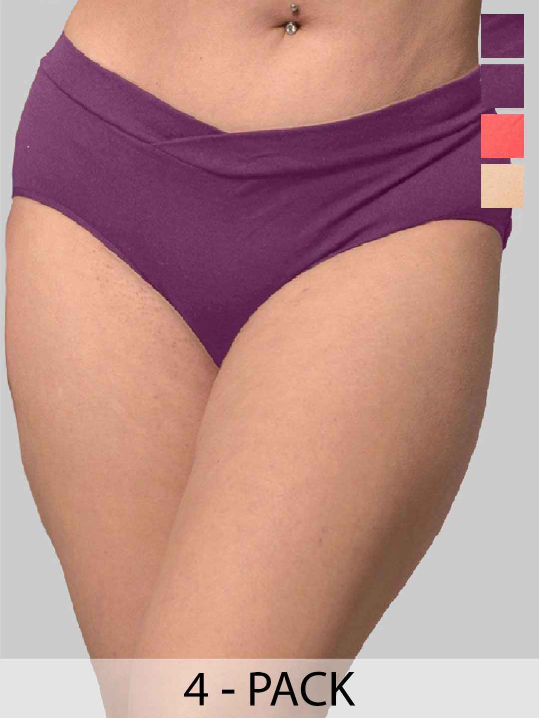 Inner Sense Plus Size Pack of 4 High-Rise Anti Microbial V Band Maternity Briefs