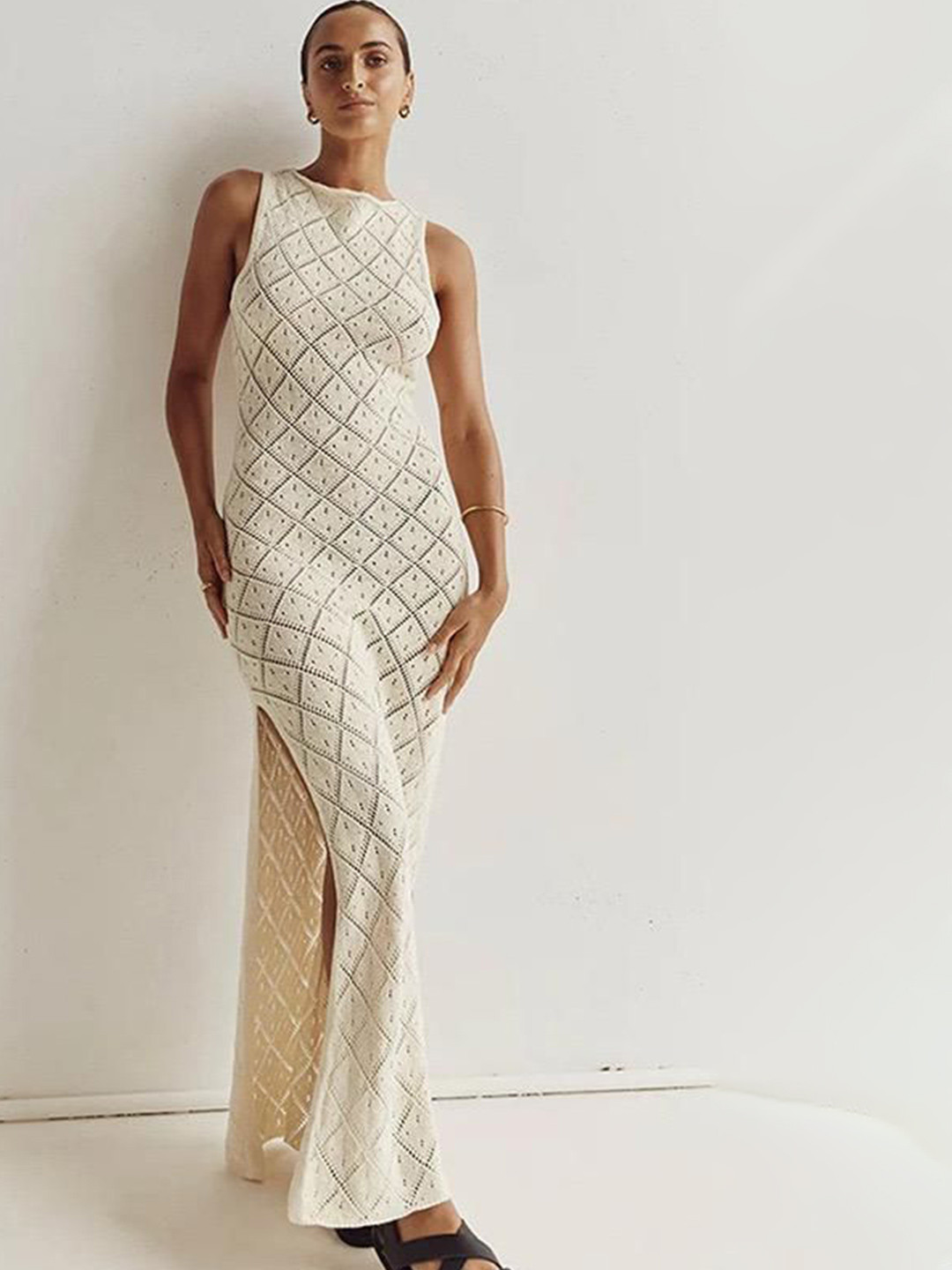 Miss Mosa By Akanksha  Beige Ella Luxe Soft Knit Dress