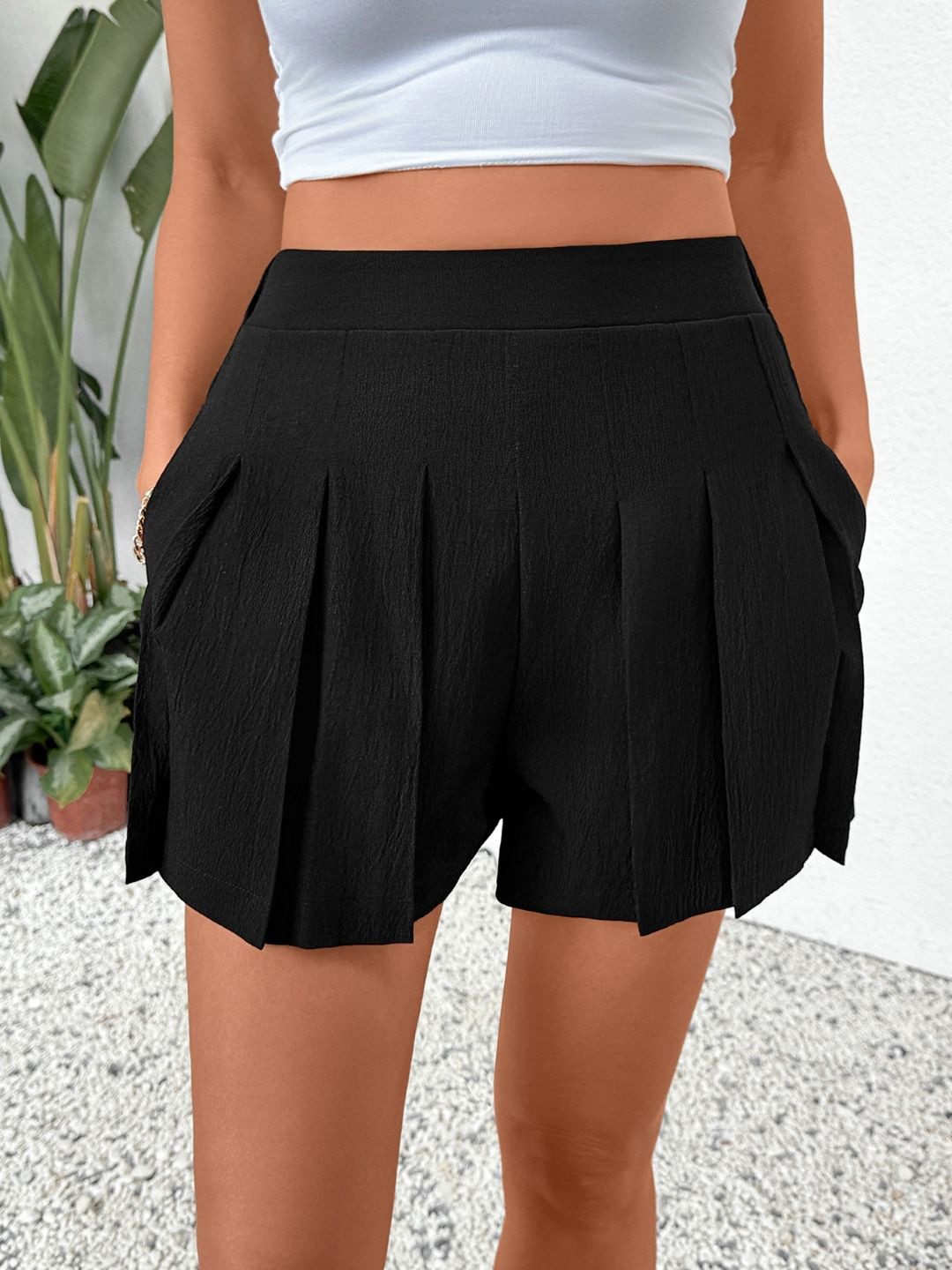 KPOP Women Self Design Regular Fit High-Rise Above Knee Shorts