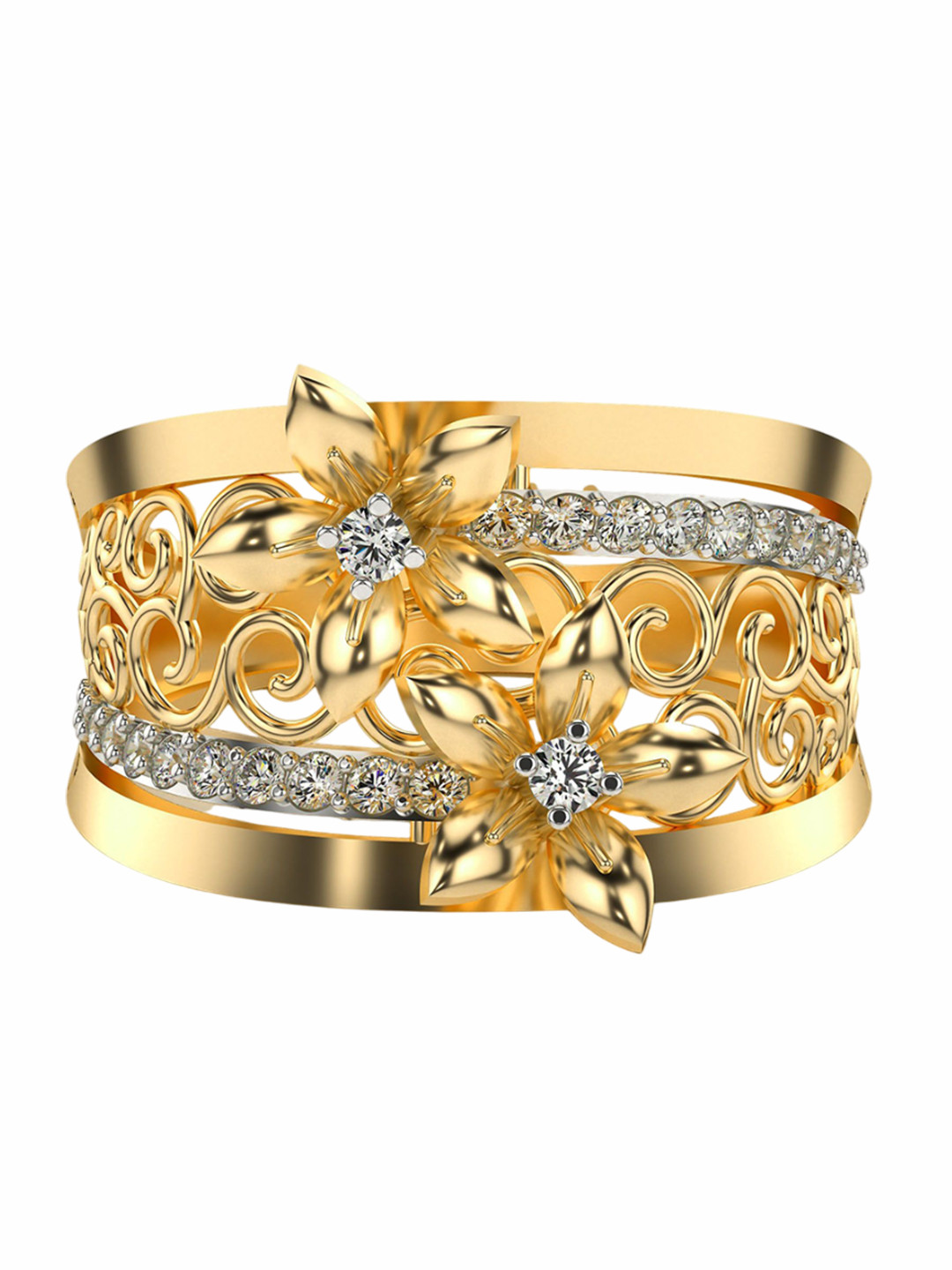 VALANOVA Sterling Silver Gold Plated Diamond Ring