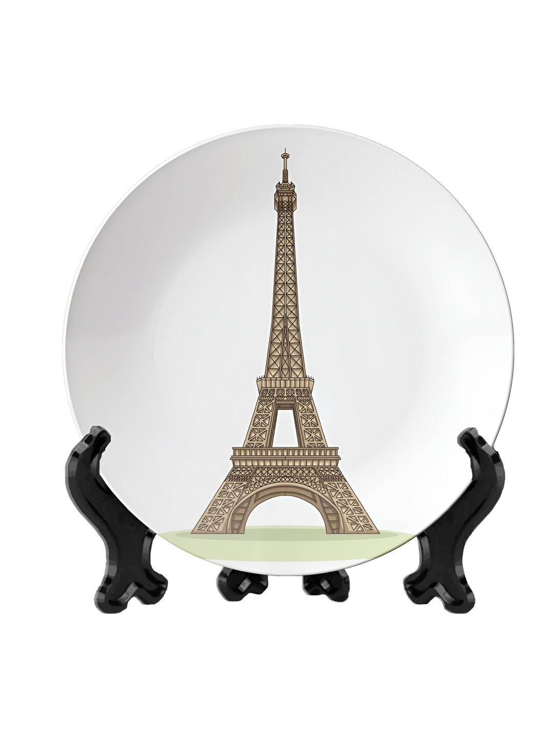 THE QUIRKY HOME Eiffel Tower Crafted Ceramics Glossy Hanging Hall Wall Plates-8In
