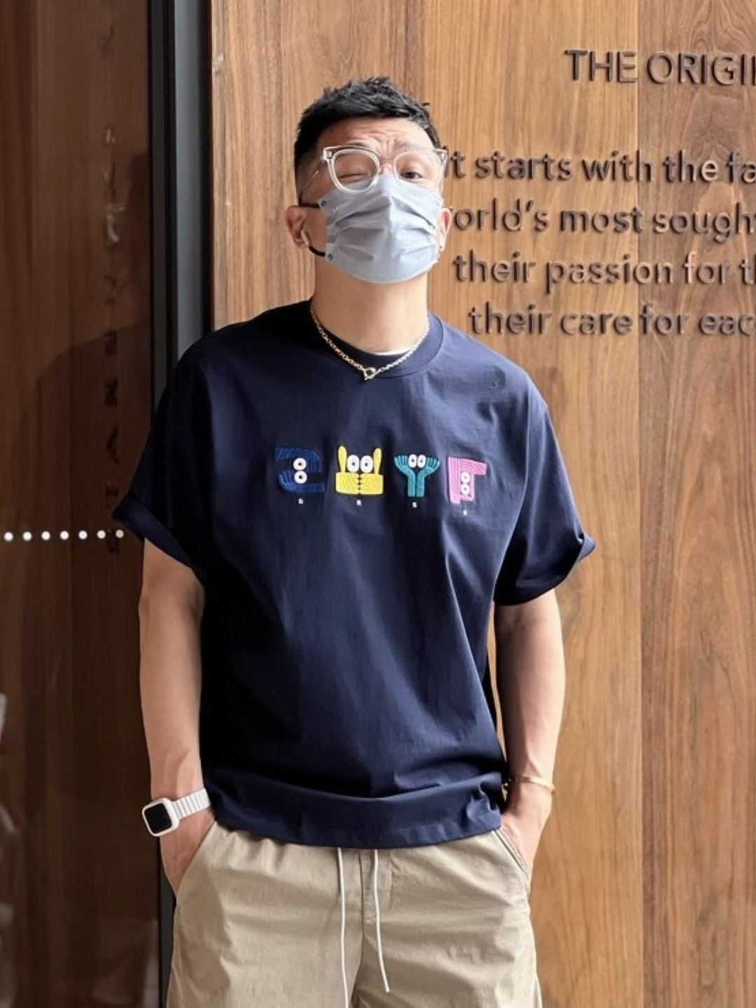 Graphic Navy Blue Round Neck Regular Fit T-shirt