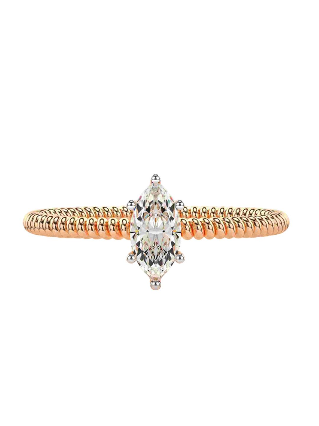 VALANOVA 925 Sterling Silver Rose Gold 18 Kt Diamond Studded Ring 0.84 gms