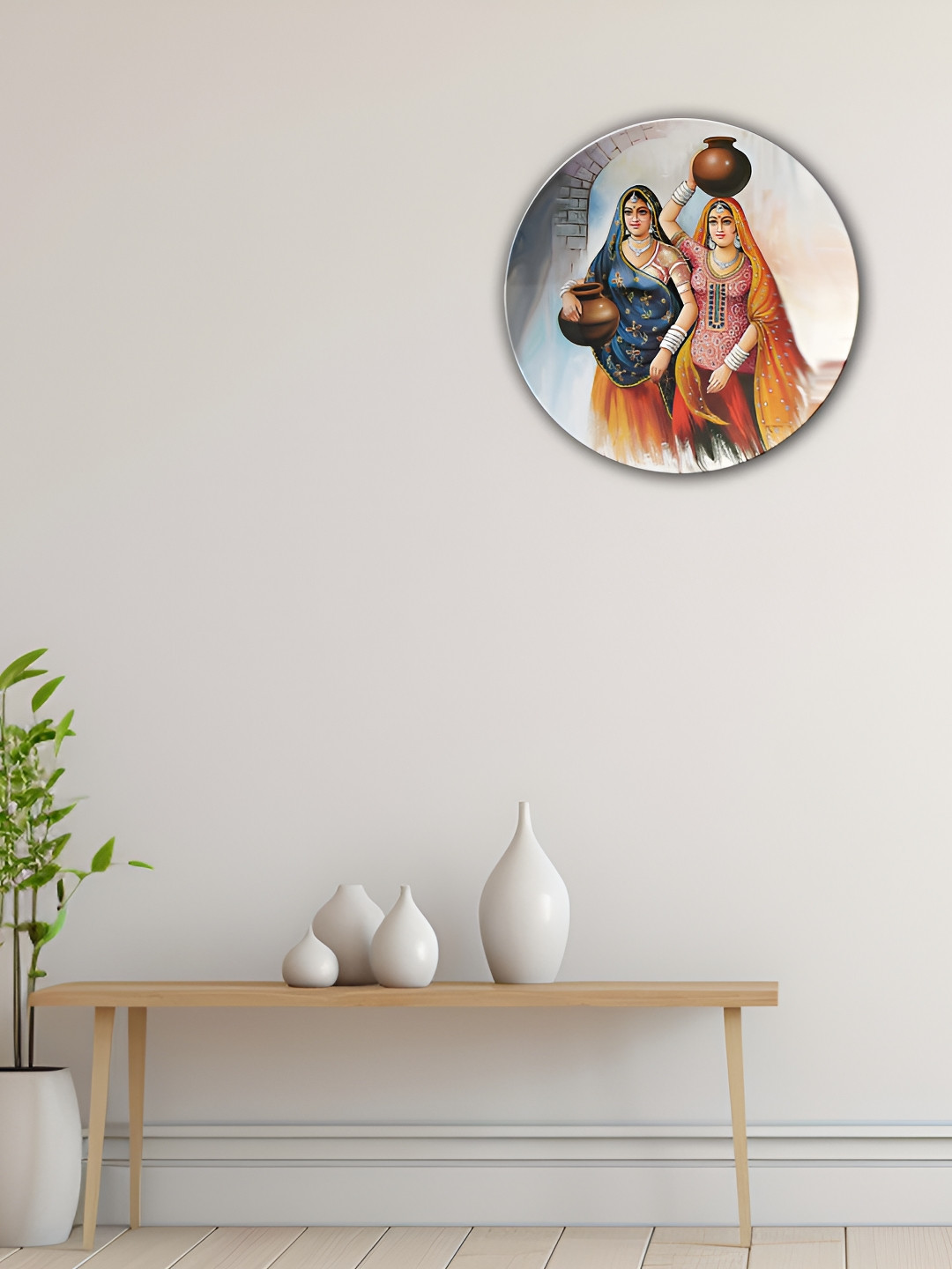 THE QUIRKY HOME Traditional Women Crafted Ceramics Glossy Hanging Hall Wall Plates-10In