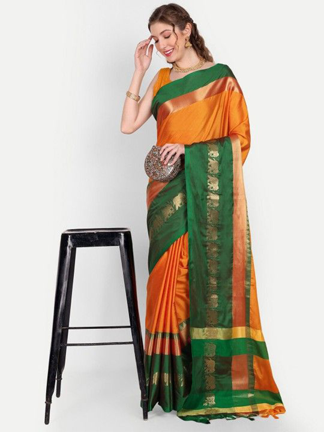 A S CREATION Zari Woven Design Border Paithani Saree