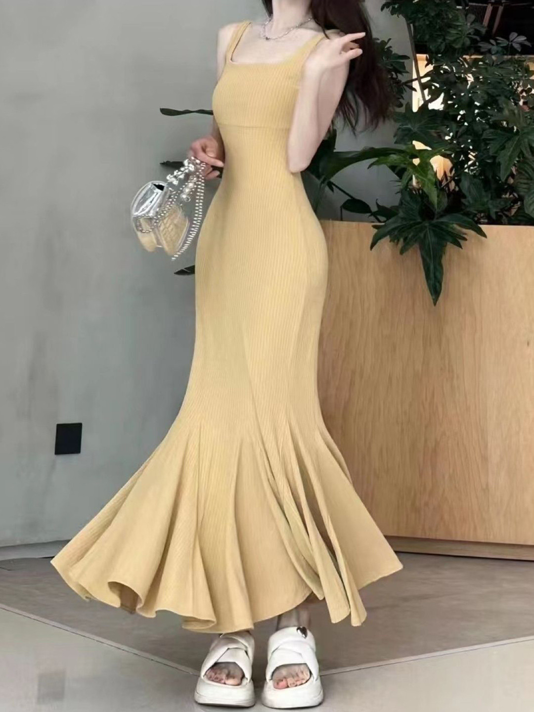 KPOP Ribbed Bodycon Maxi Dress