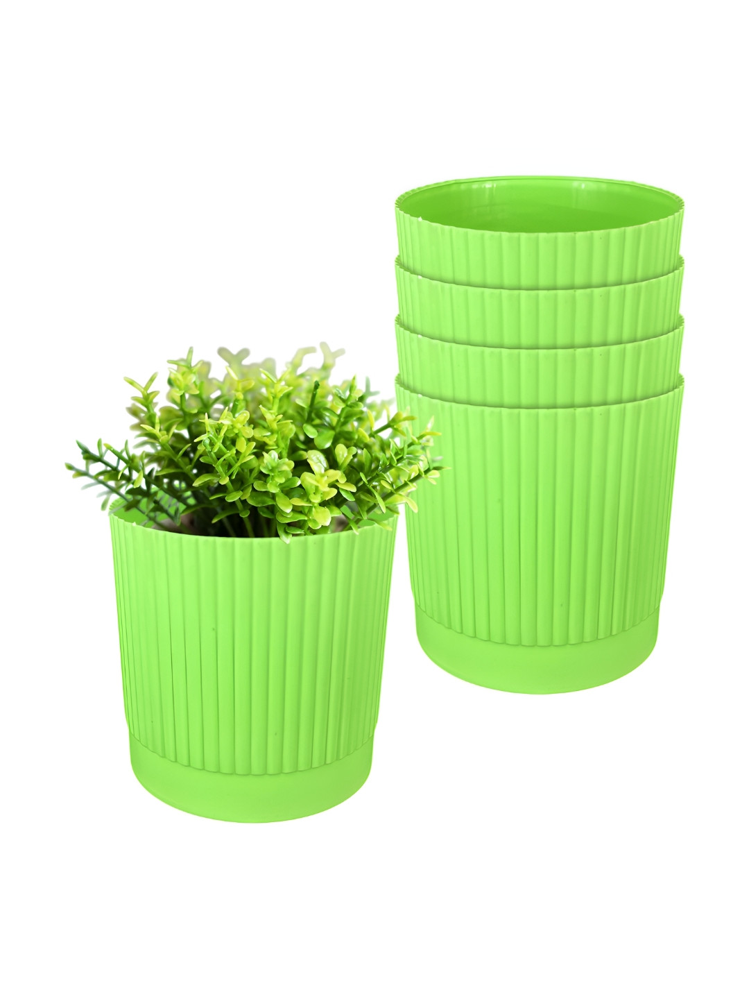 GARDEN'S NEED 5-Pcs Green Textured Eco-Friendly Scovpa Planters