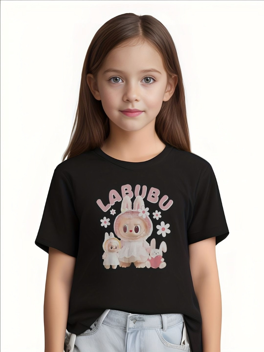 KPOP Girls Graphic Printed Round Neck T-shirt