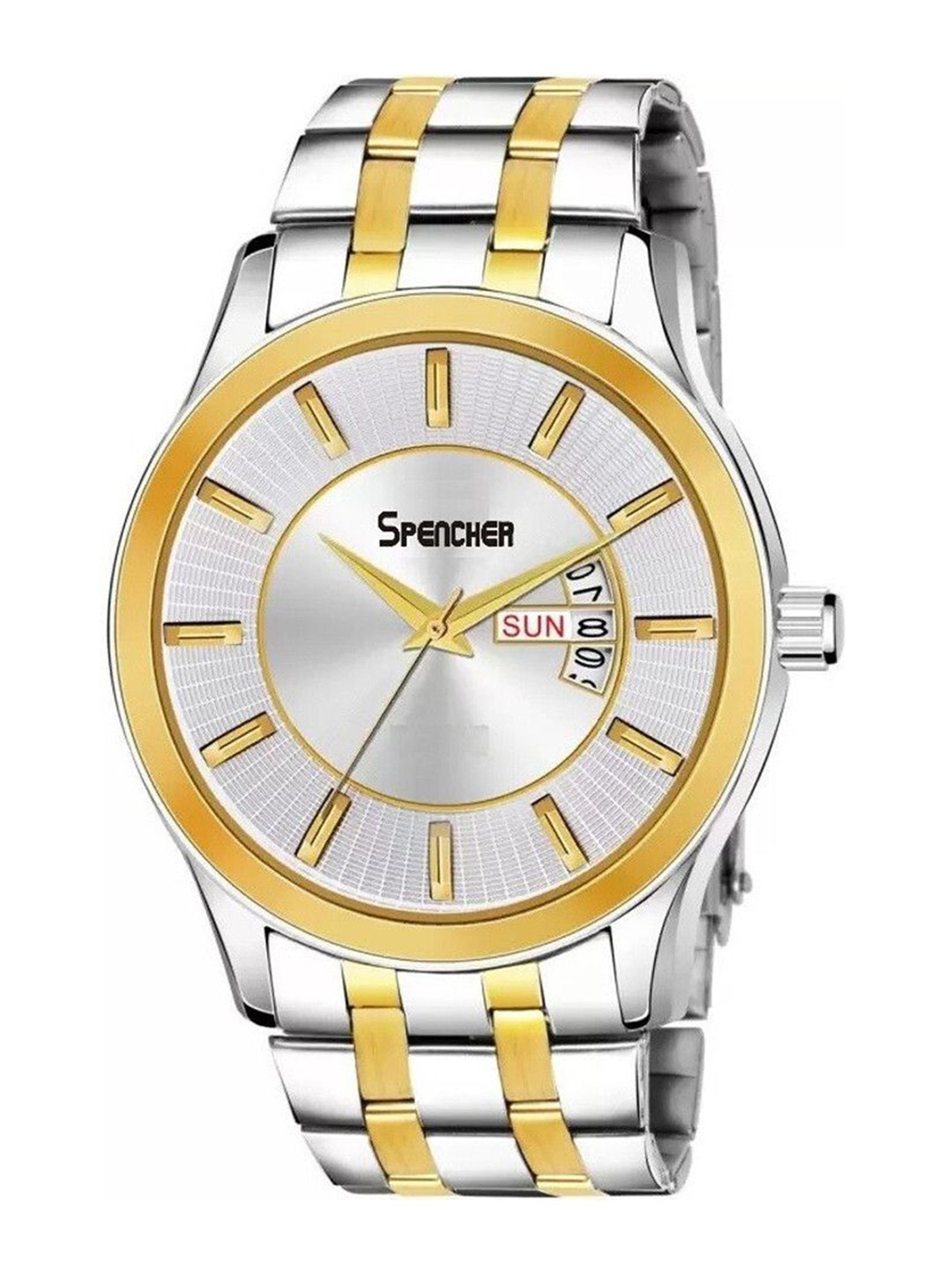 SPENCHER Men Brass Dial & Stainless Steel Bracelet Style Straps Watch SW 16271627