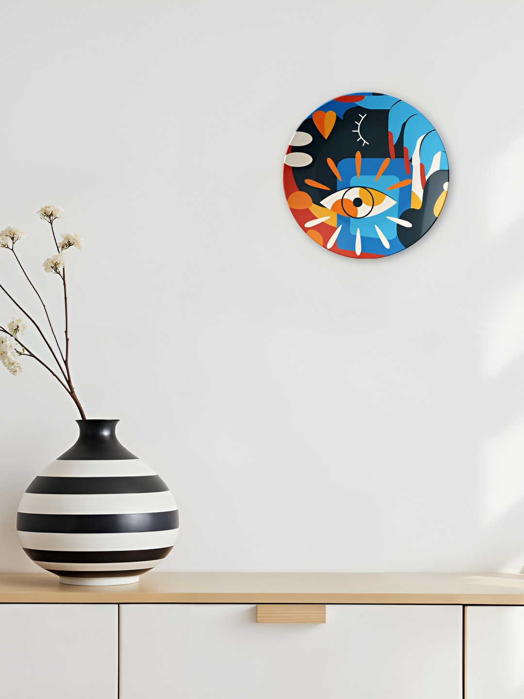 THE QUIRKY HOME Colorful Eye Design Premium Decorative Glossy Wall Plates-8In