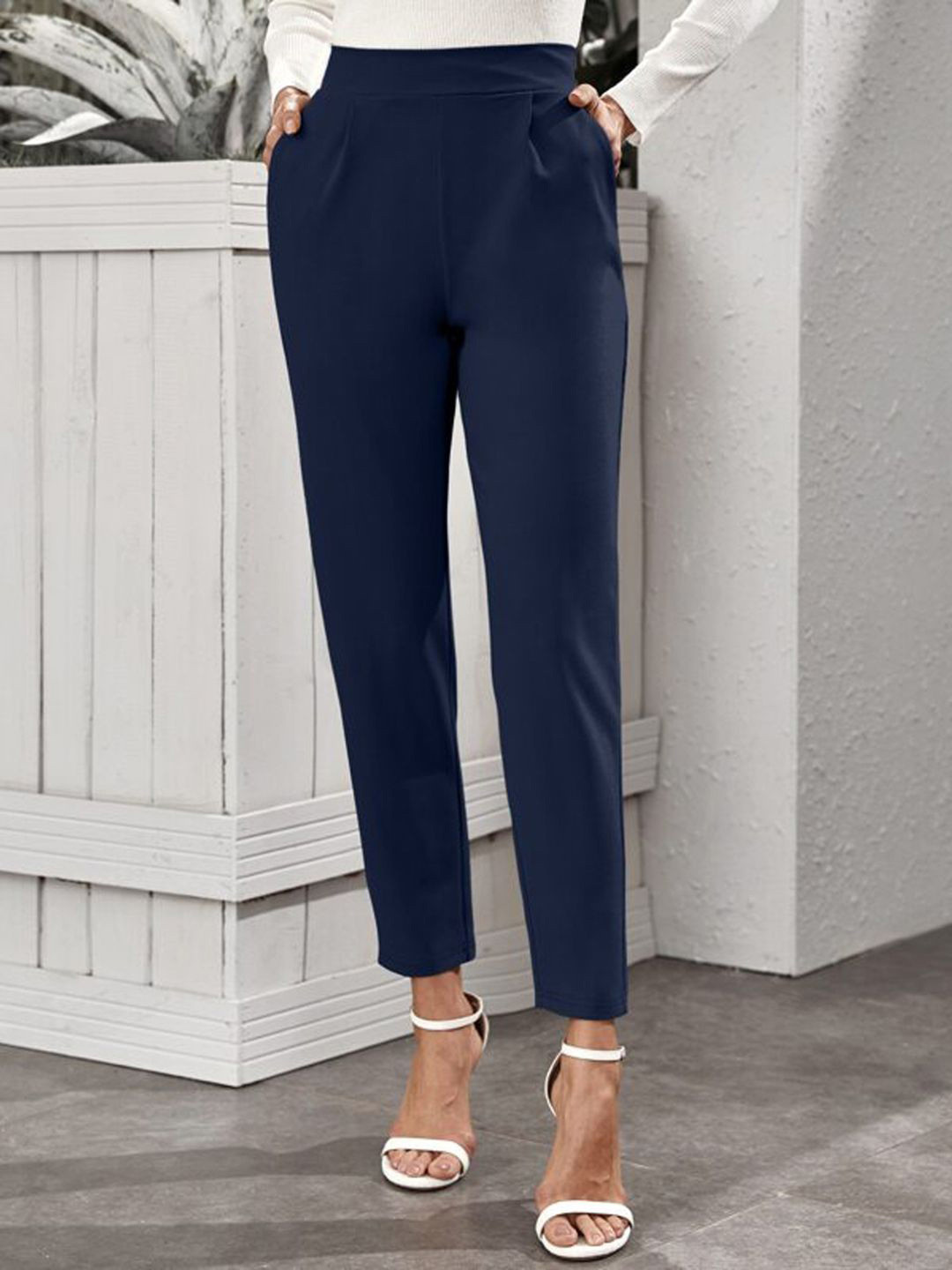 Moda Rapido Women Comfort Wrinkle Free Pleated Trousers