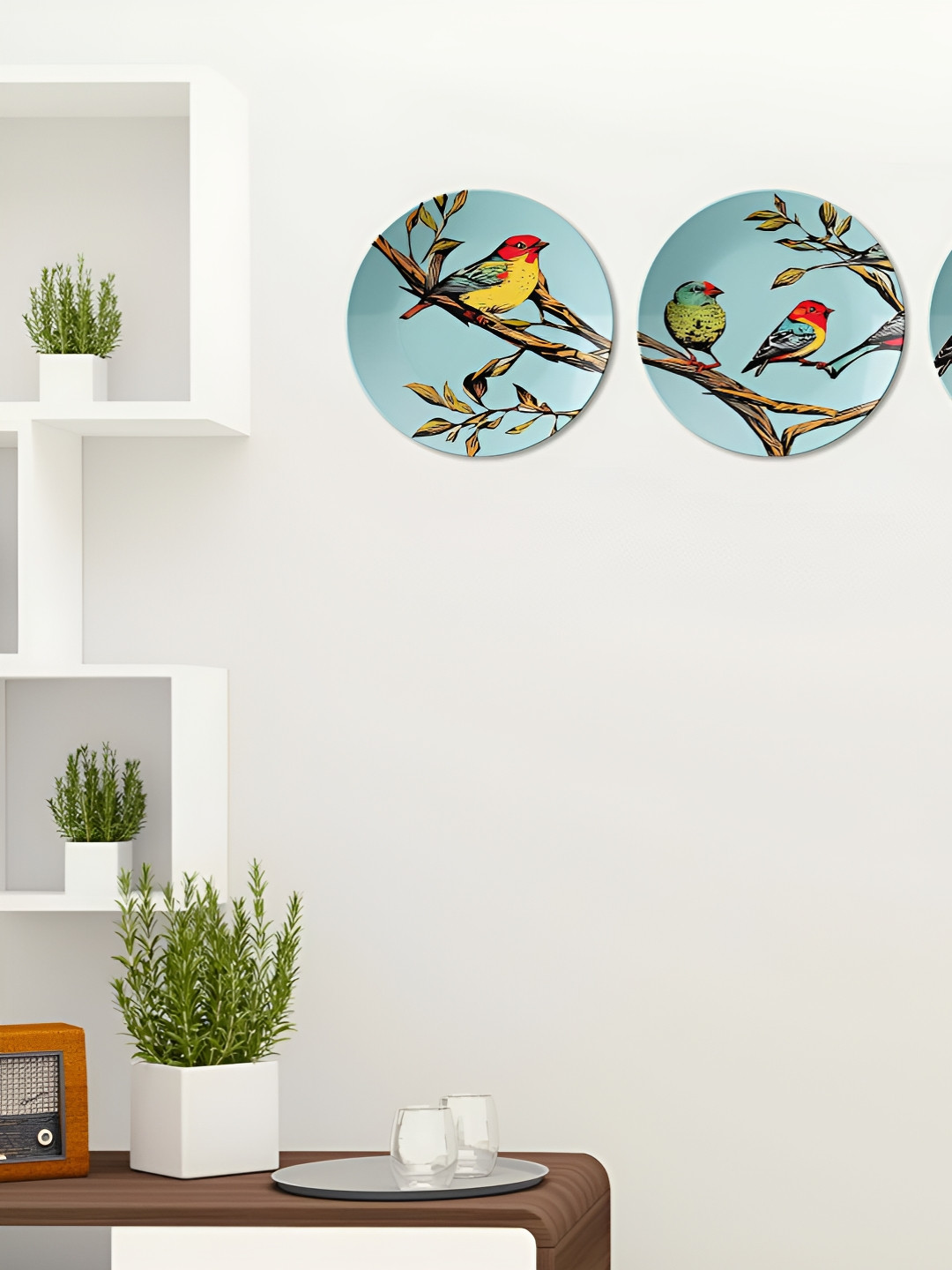 THE QUIRKY HOME Manifestation and Protection Ceramic Bohemian Glossy 3Pcs Wall Plates-10In
