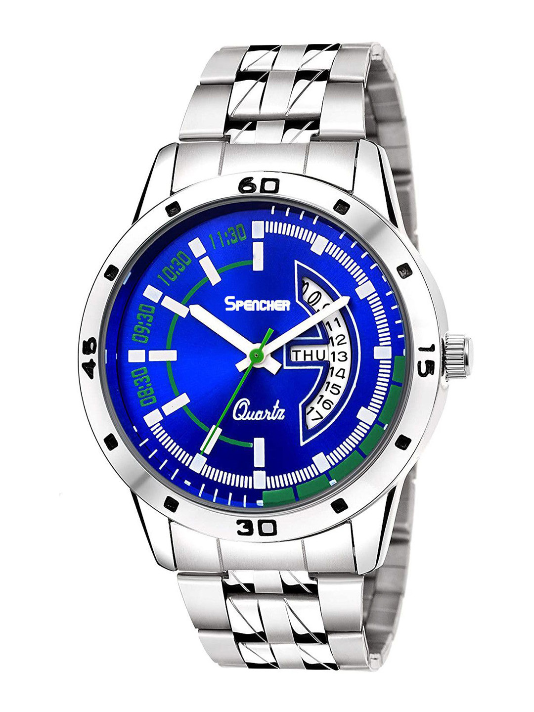 SPENCHER Men Brass Dial  Analogue Multi Function Watch 494 SIlver