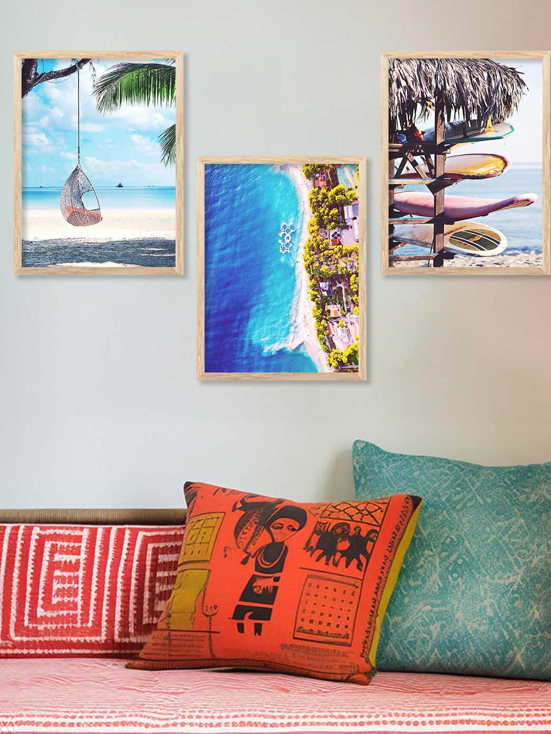 WALLLANE 3 Piece Wood Modern Wall Art With Frame