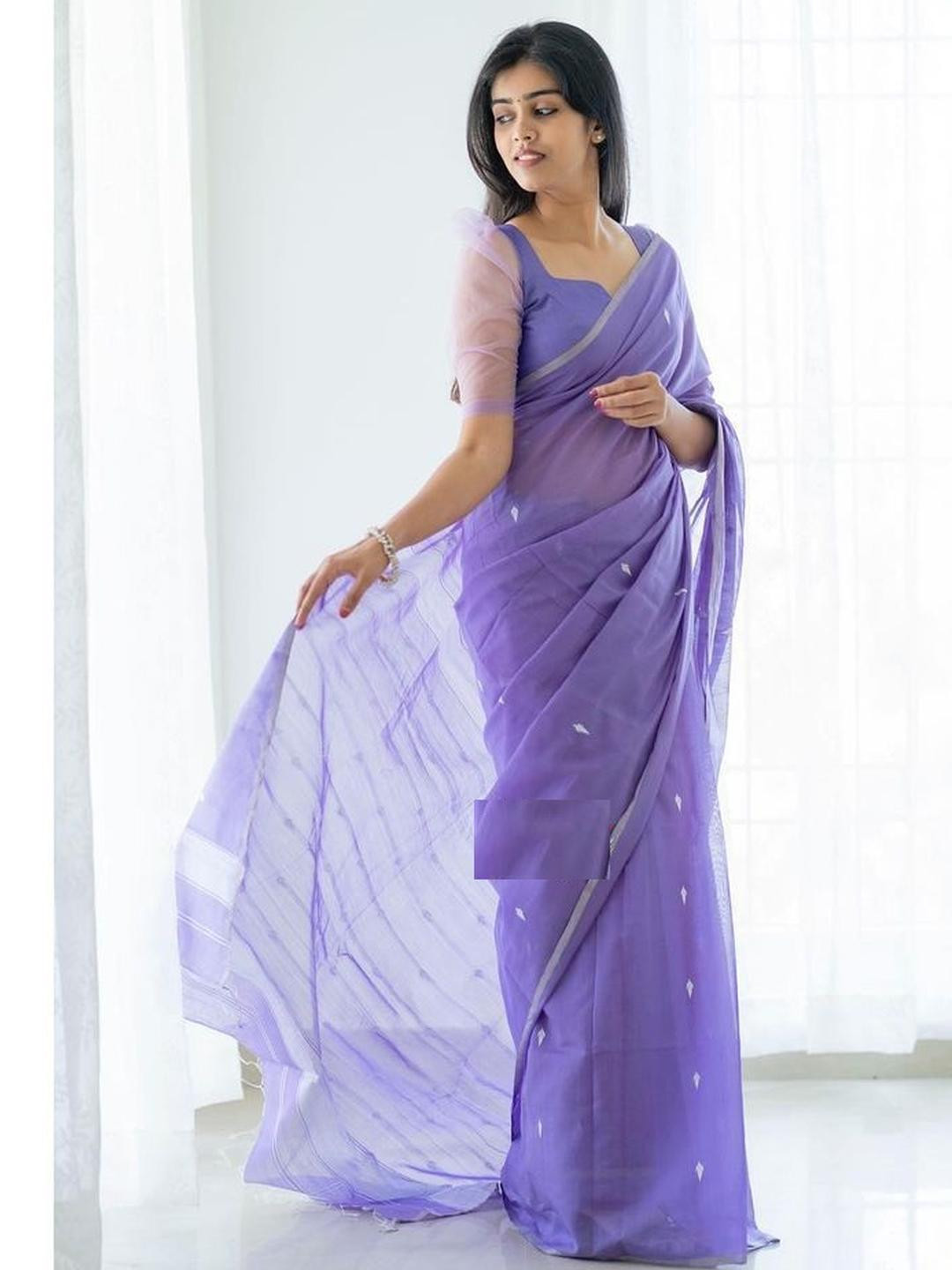 AQUILIQ Lavender Silk Cotton Sarees