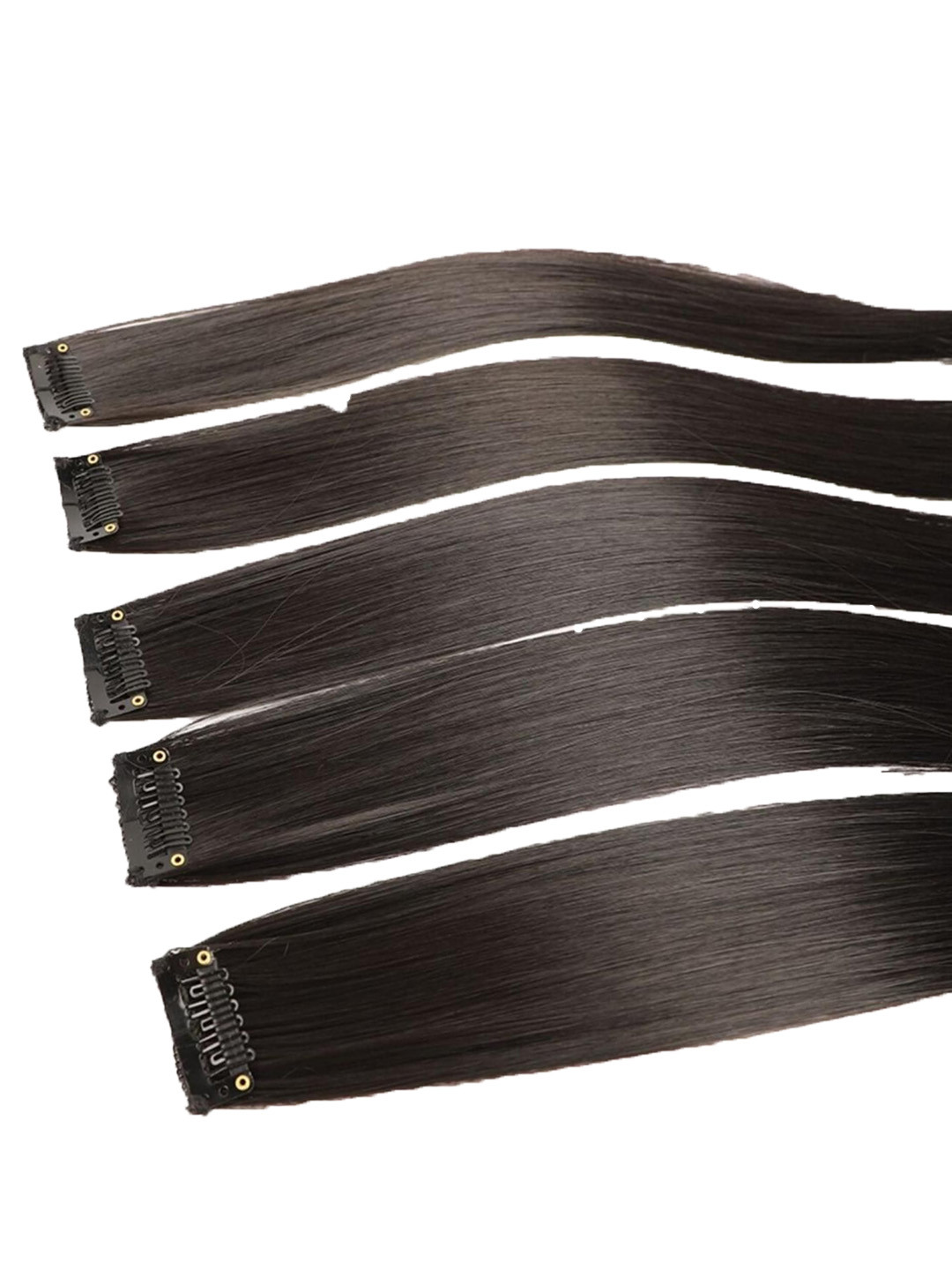 CHANDERKASH Set Of 5 Clip In Straight Locks Hair Extension - Brown - 11.81 Inch