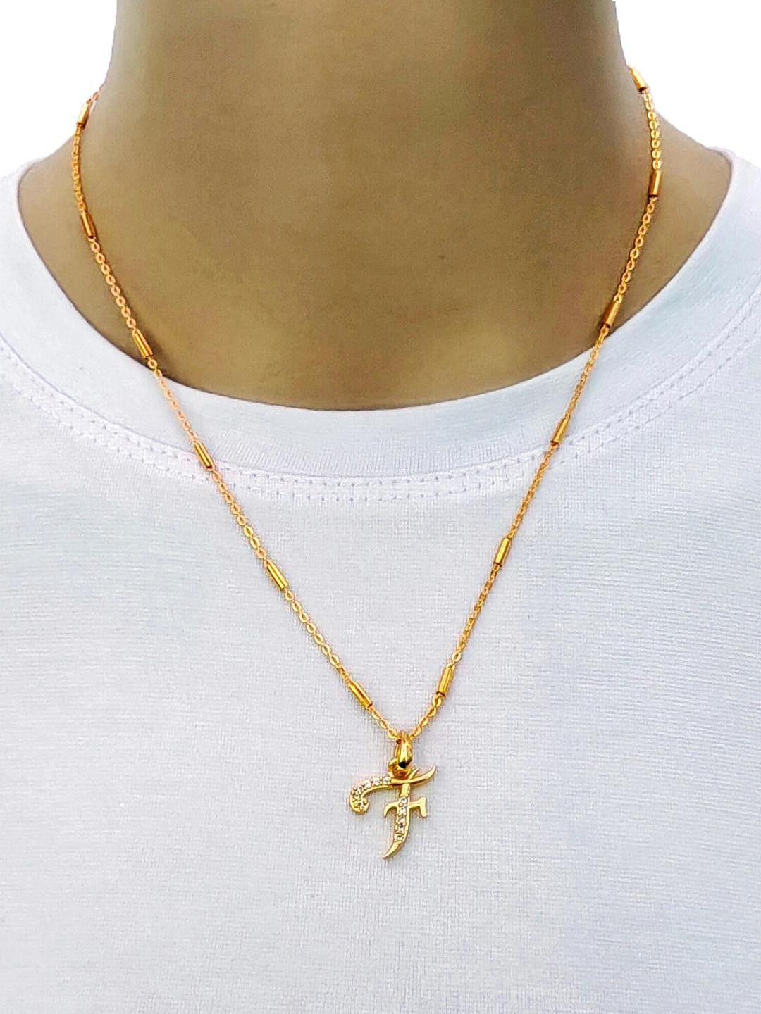 CLONEO Gold-Plated T Letter Pendant with Chain