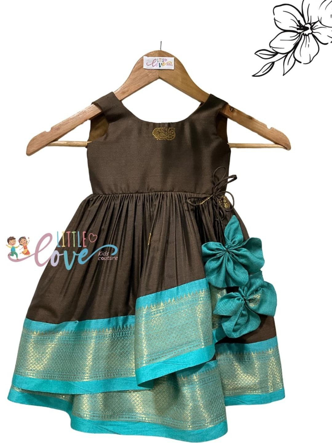 Little Love Kids Couture Coffee Brown Silk Dresses