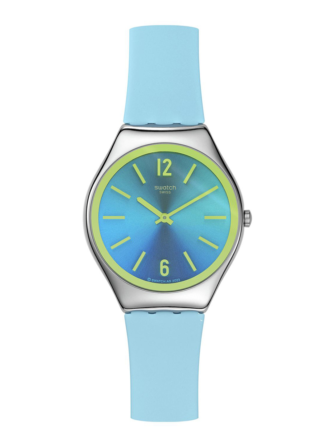 Swatch MIDDAY SKY Unisex Round Dial & Silicon Straps Analogue Watch SYXS156