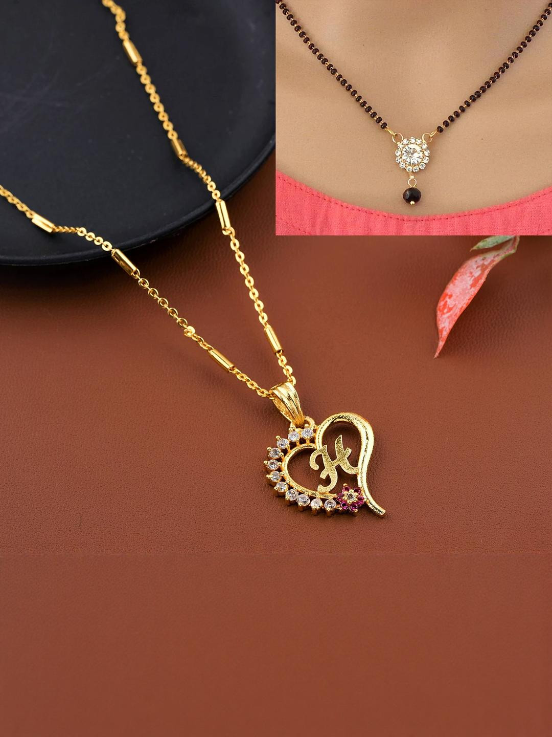 CLONEO Pack of 2 Gold-Plated Heart Shaped Pendants