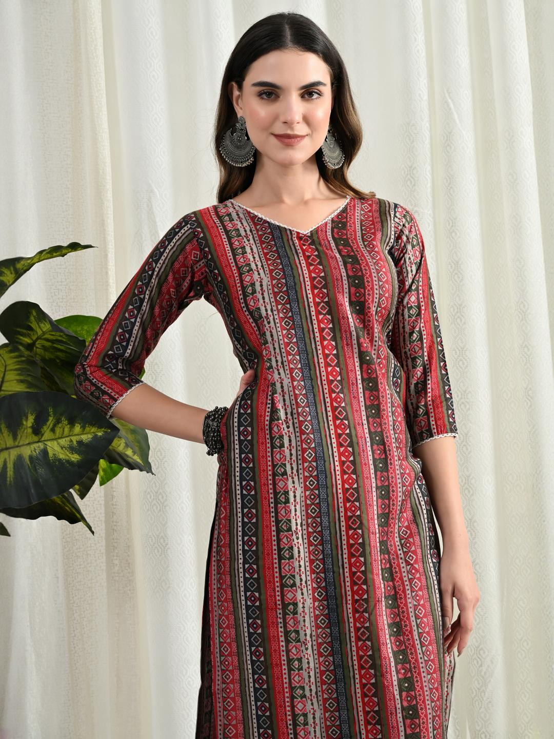 Glory Silk Women Multicolor Ethnic Motifs Printed Cotton Silk Block Print Straight Kurta