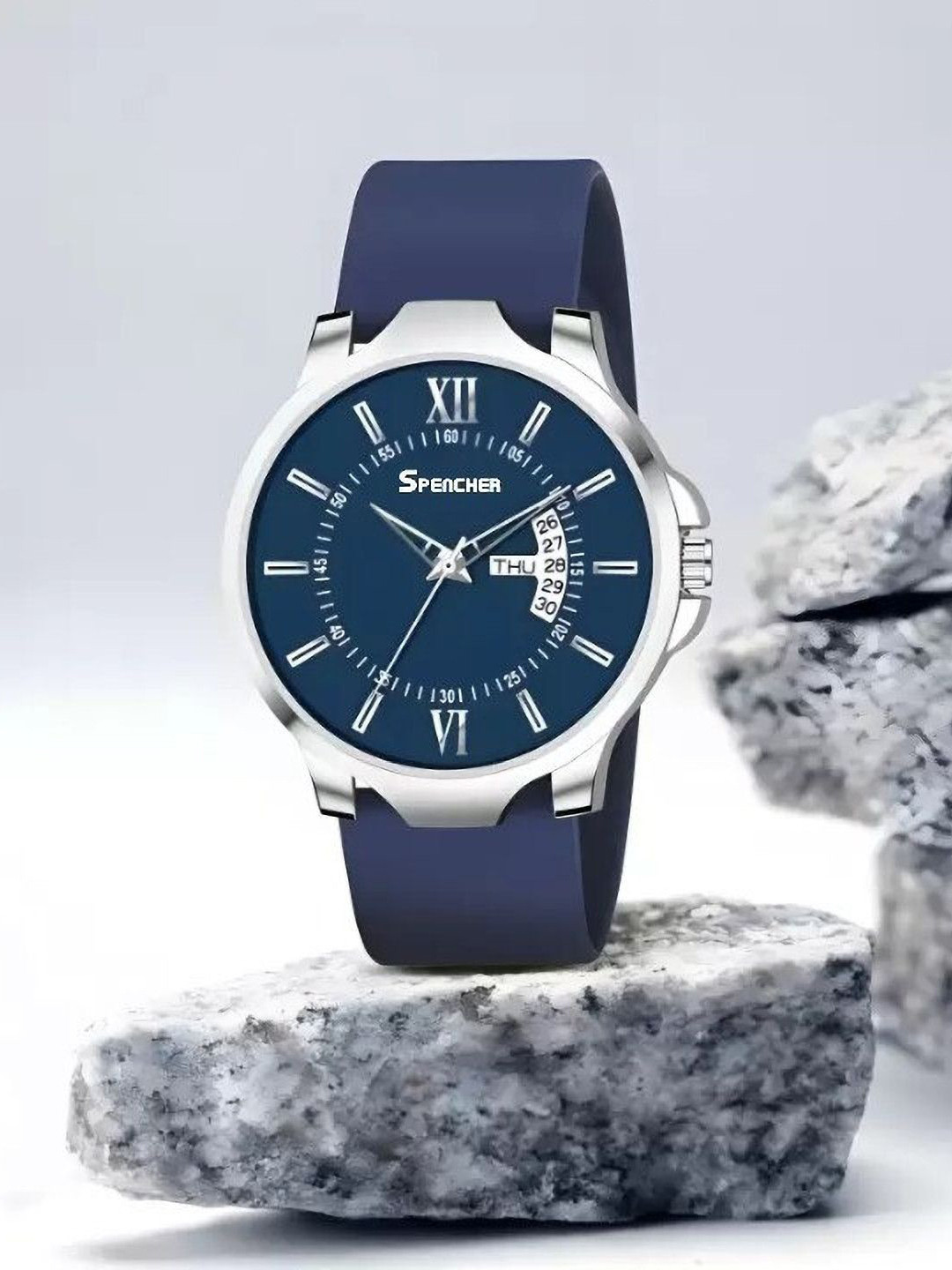 SPENCHER Men Brass Dial & Regular Straps Analogue Watch Spencher Dope2 Silicone Blue DD