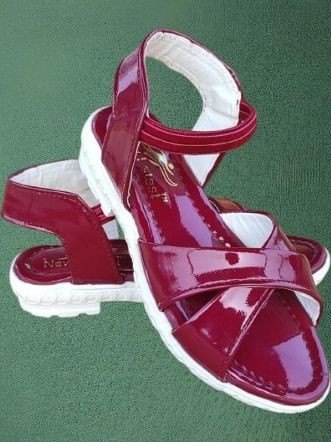 NEW LATEST Maroon Leather Slip-on Toe Ring Sandals