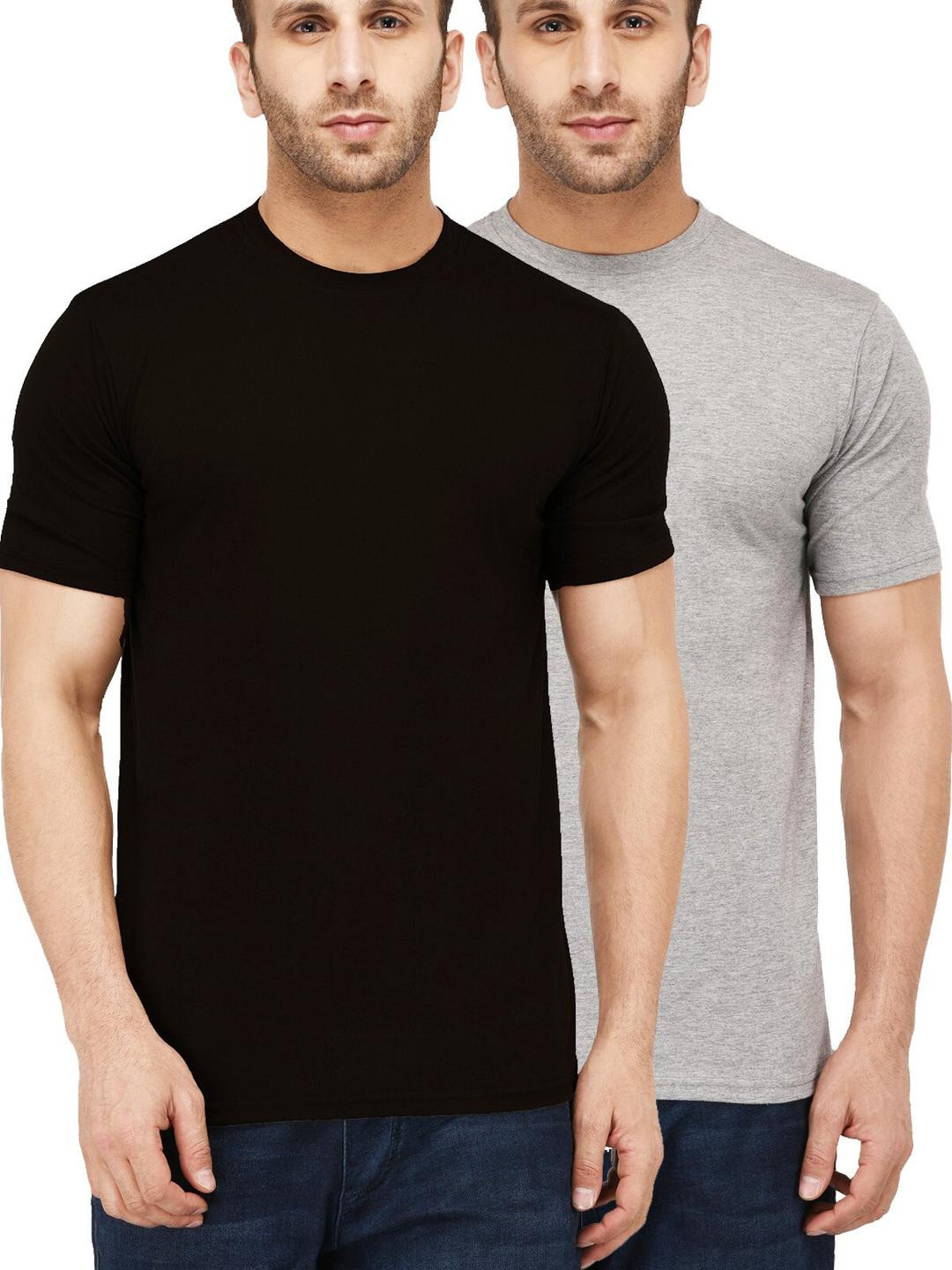 Kroptee Men's 2 T-Shirts Grey and Black