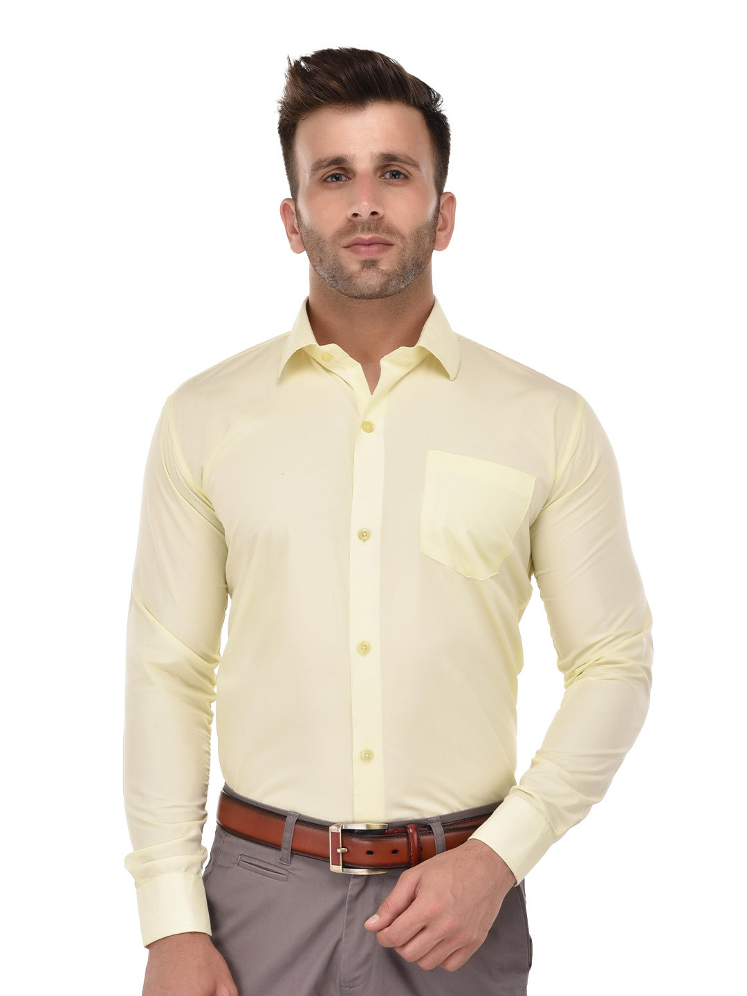REFULGENT Men Hudson Slim Fit Solid Spread Collar Cotton Formal Shirt