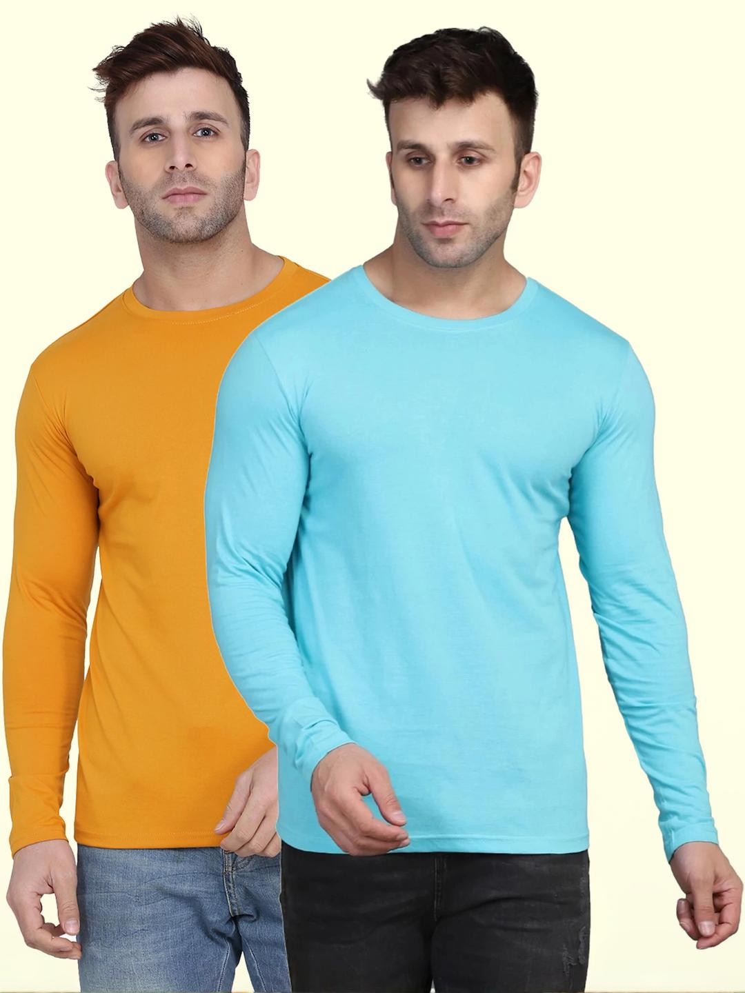 Kroptee Men Pack of 2 Cotton Full Sleeve T-shirt