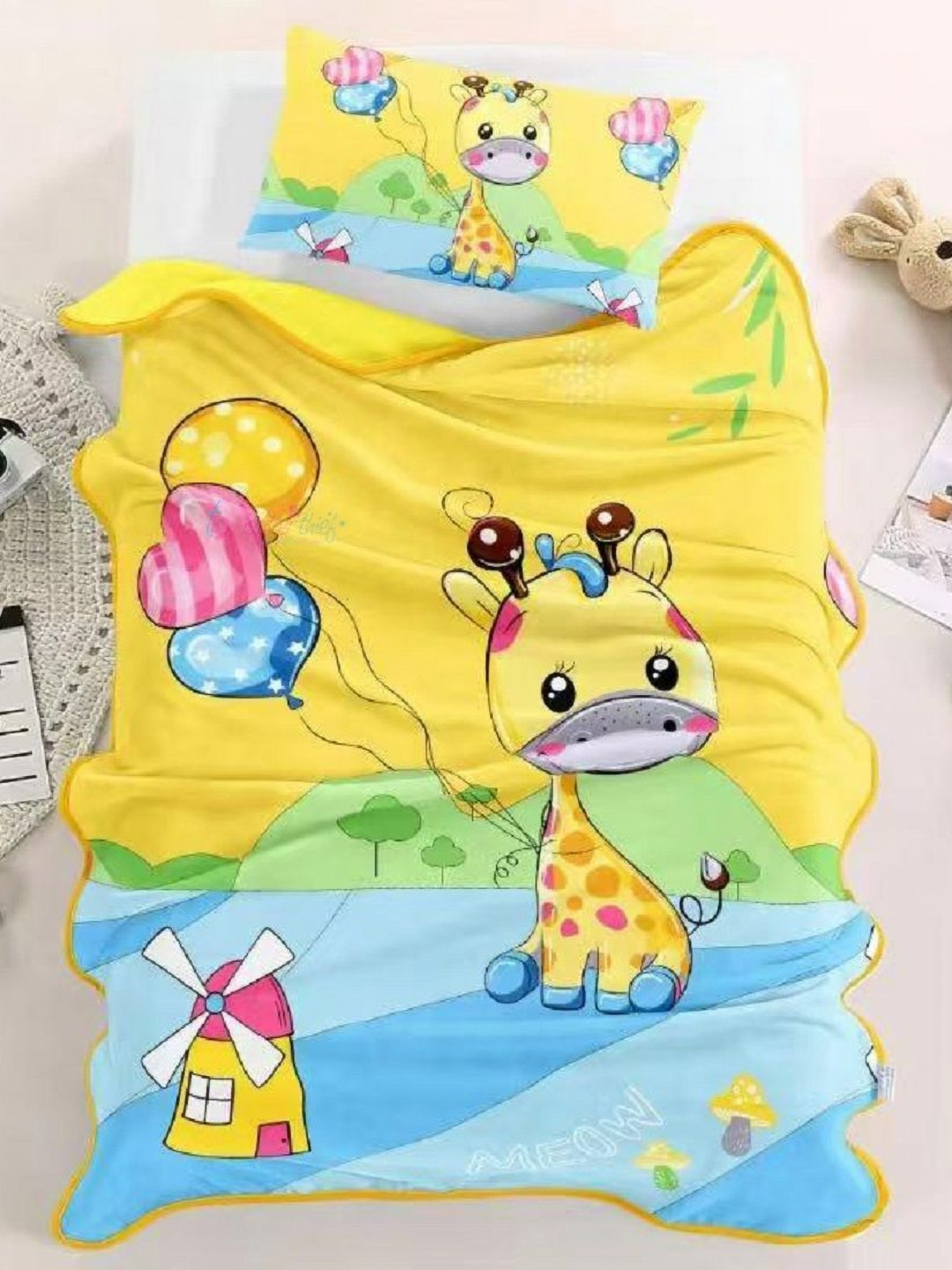 Butterthief Yellow Cartoon Characters AC Room 210 GSM Blanket
