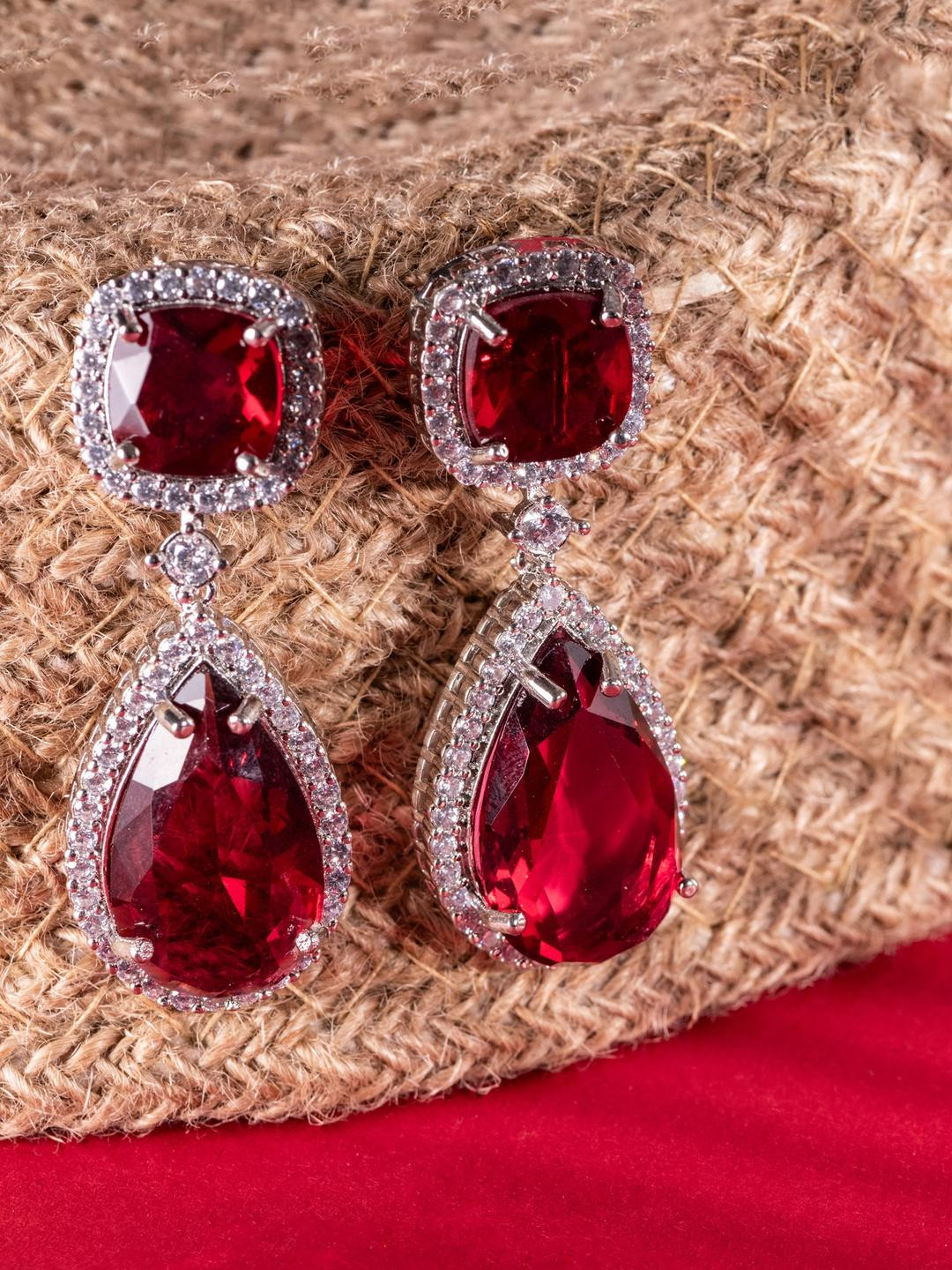 KAYRAH Red Circular Stud Earrings