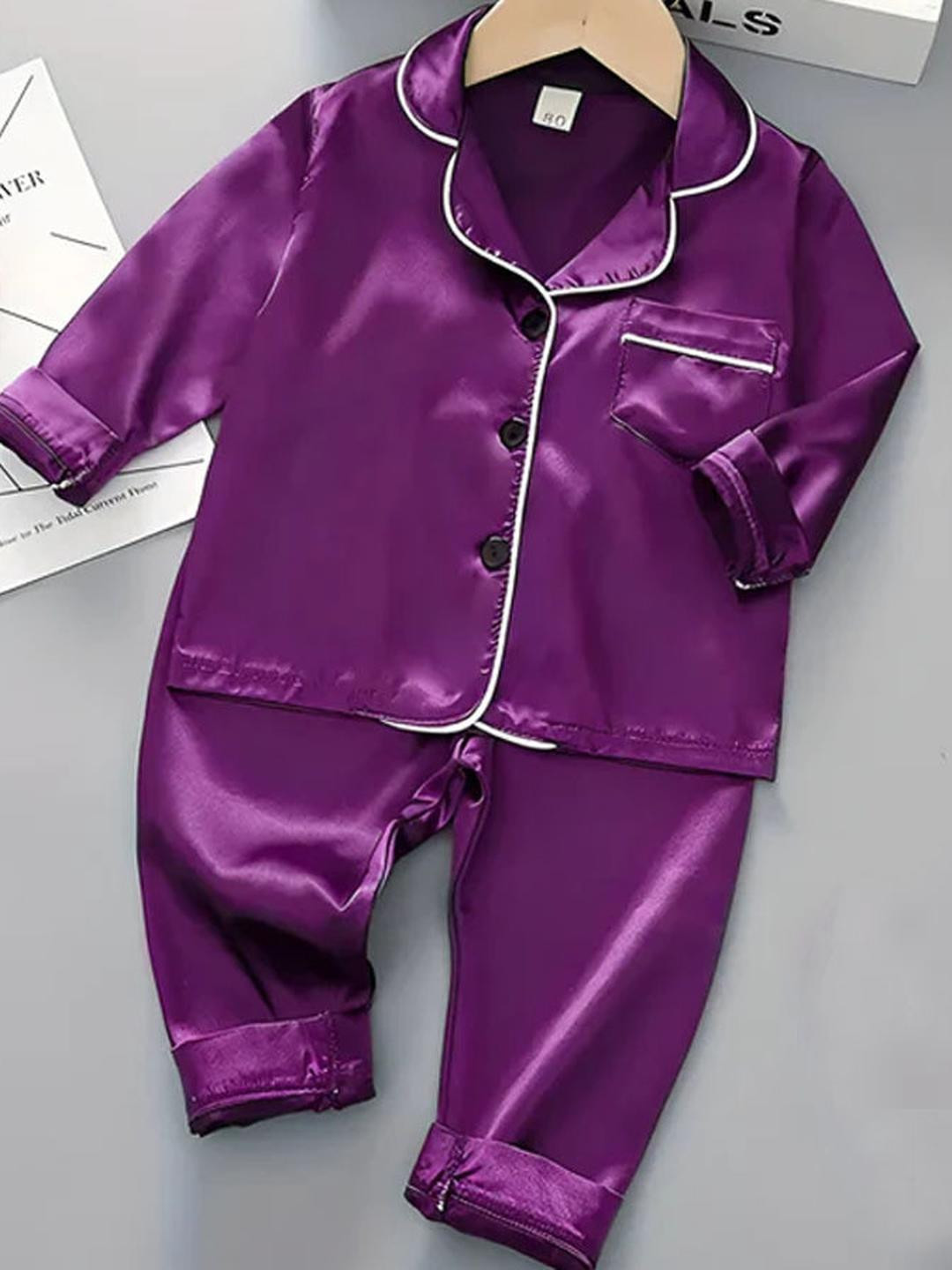 Dhairya Traders Purple Kids Shirt with Pyjamas