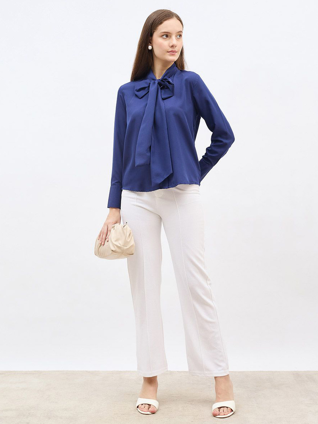 Styli Women Tie-up Neck Evening Party Shirt