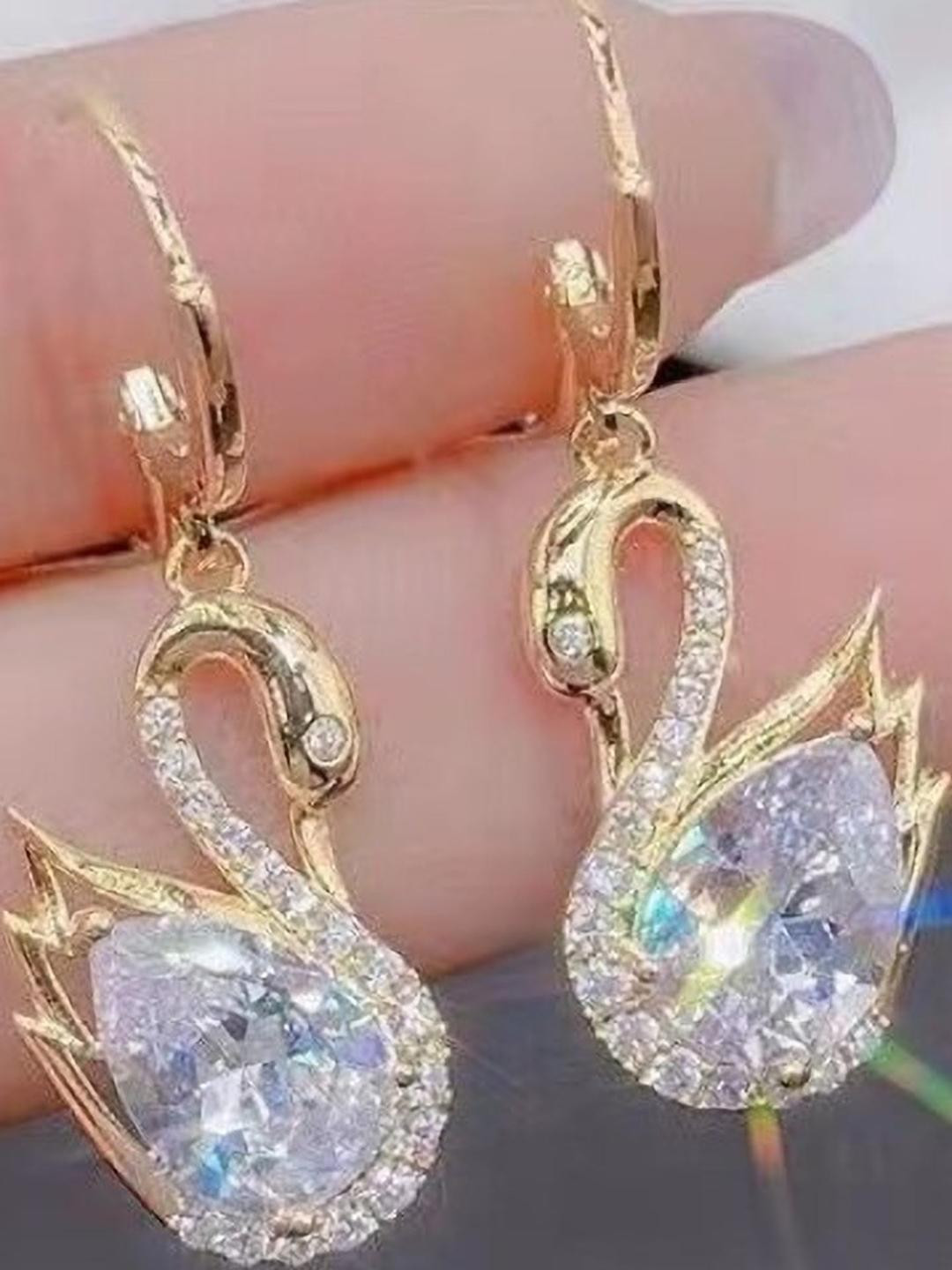AKISON JEWELS Alloy Golden Duck shape Drop Earrings