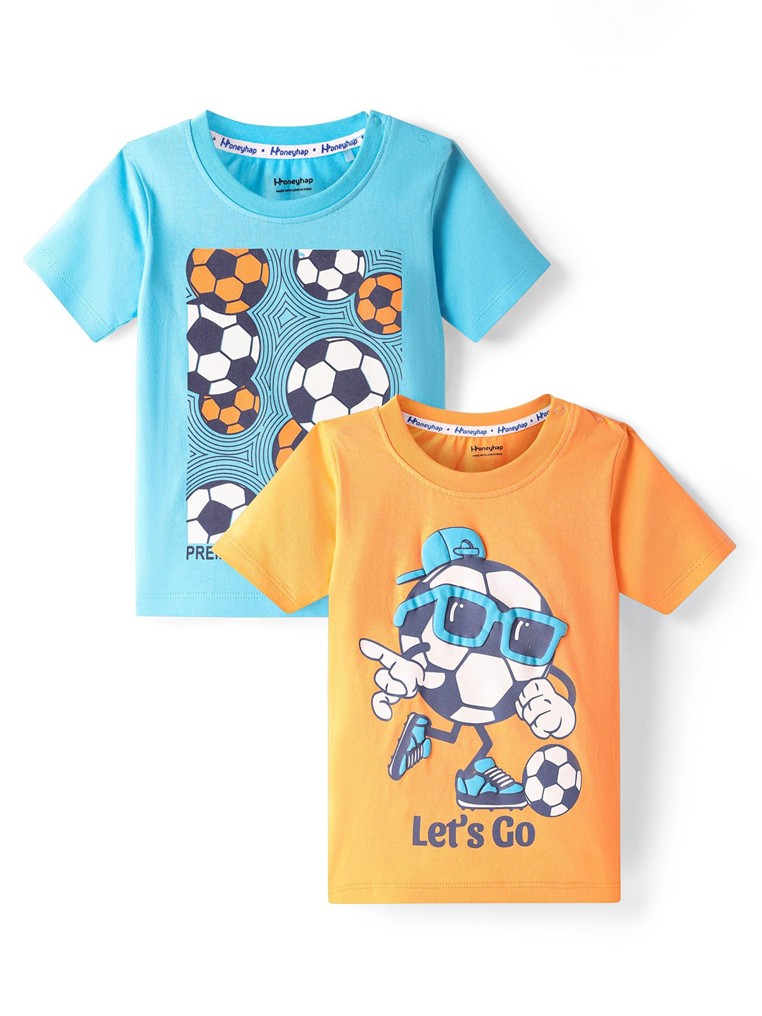 Honeyhap Boys Pack of 2 Graphic Bio Finish Printed Round Neck Cotton T-shirts