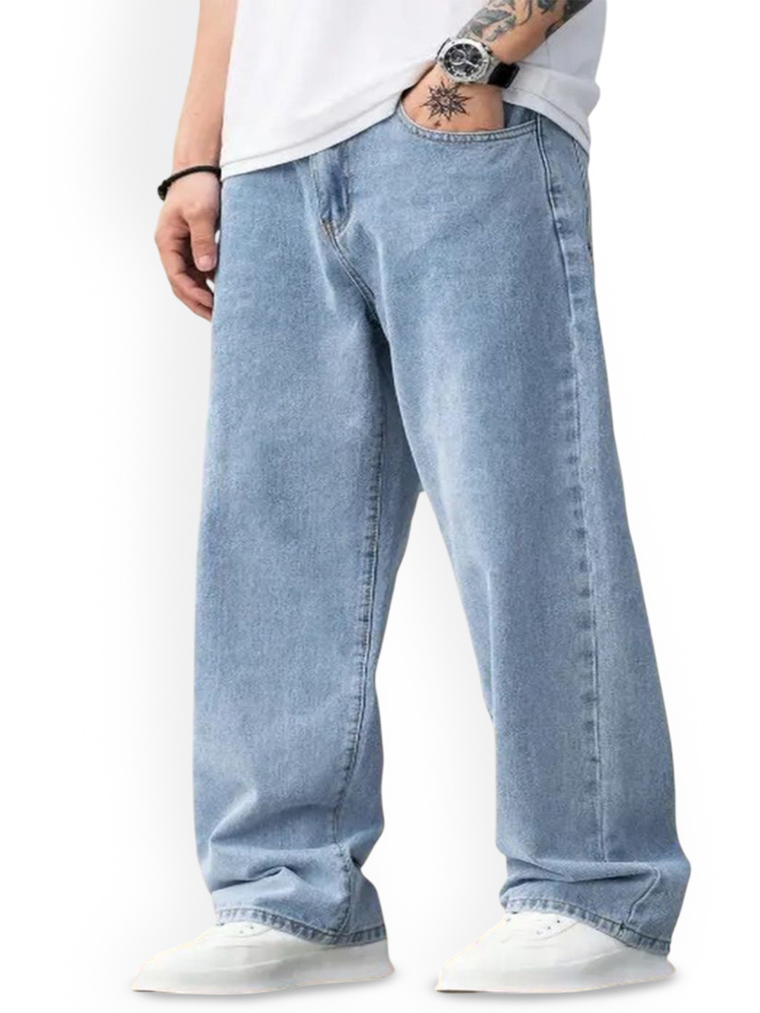 Playfeel Men Jean Mid-Rise Low Distress Jeans