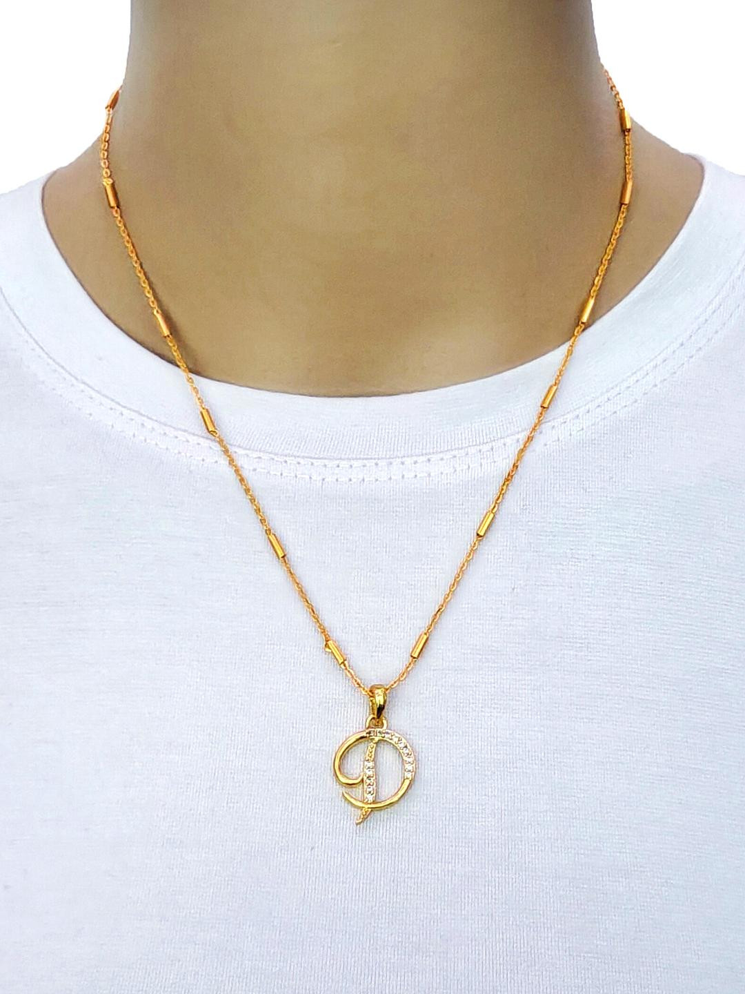 CLONEO Gold-Plated Pendant With Chain Has letter D