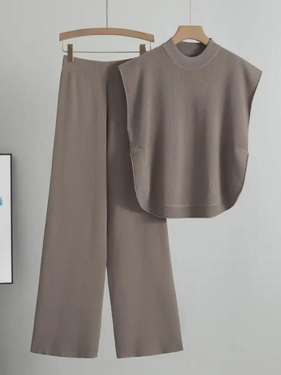 Miss Mosa By Akanksha  Grey Addison Ribbed Coord Set