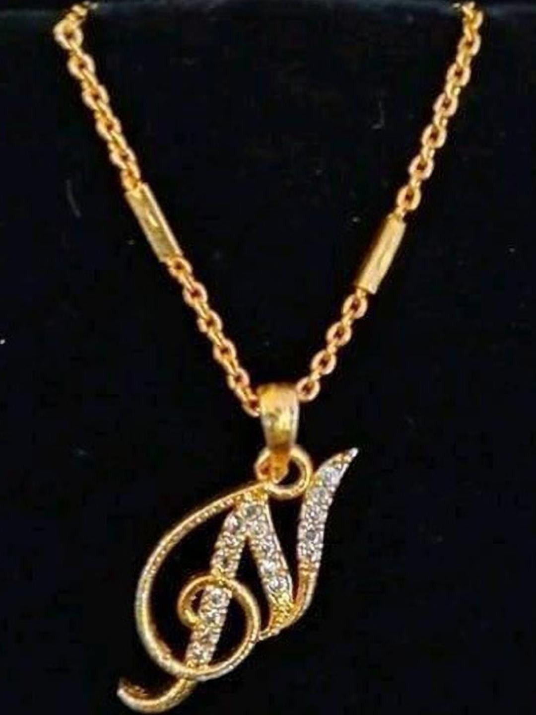 CLONEO Gold-Plated N Letter Pendant with Chain