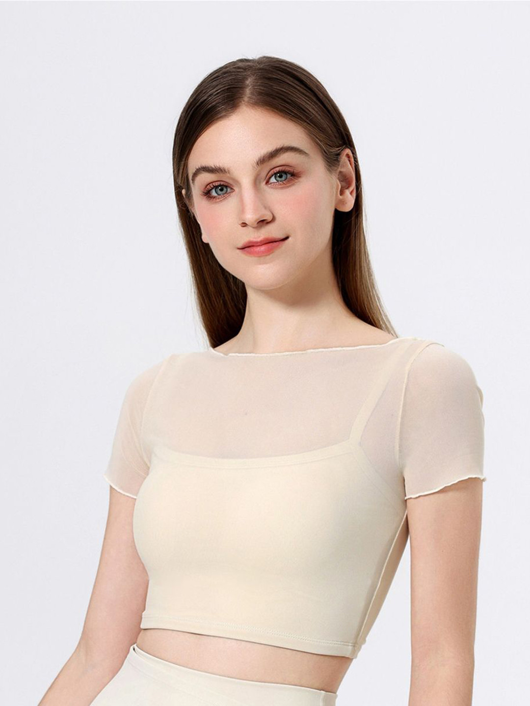 LULU & SKY Short Sleeve Boat Neck Fitted Crop Top